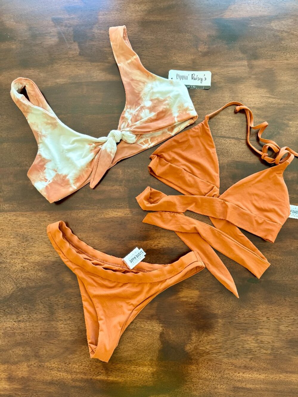 DIPPIN' DAISY'S Rust Bikini Set - 2 Tops + 1 Cheeky Bottom NWT